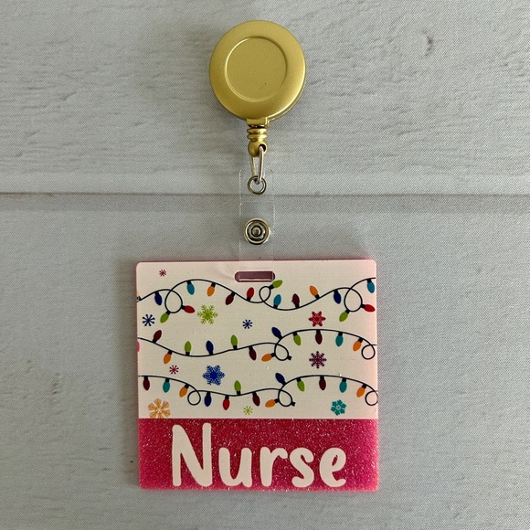 Glitter Badge Buddy | Nurse Card Holder | RN ID Tag Backer and Retractable Reel - Picture 7 of 11